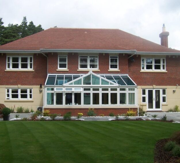 White Gable End Conservatory with Glass Roof