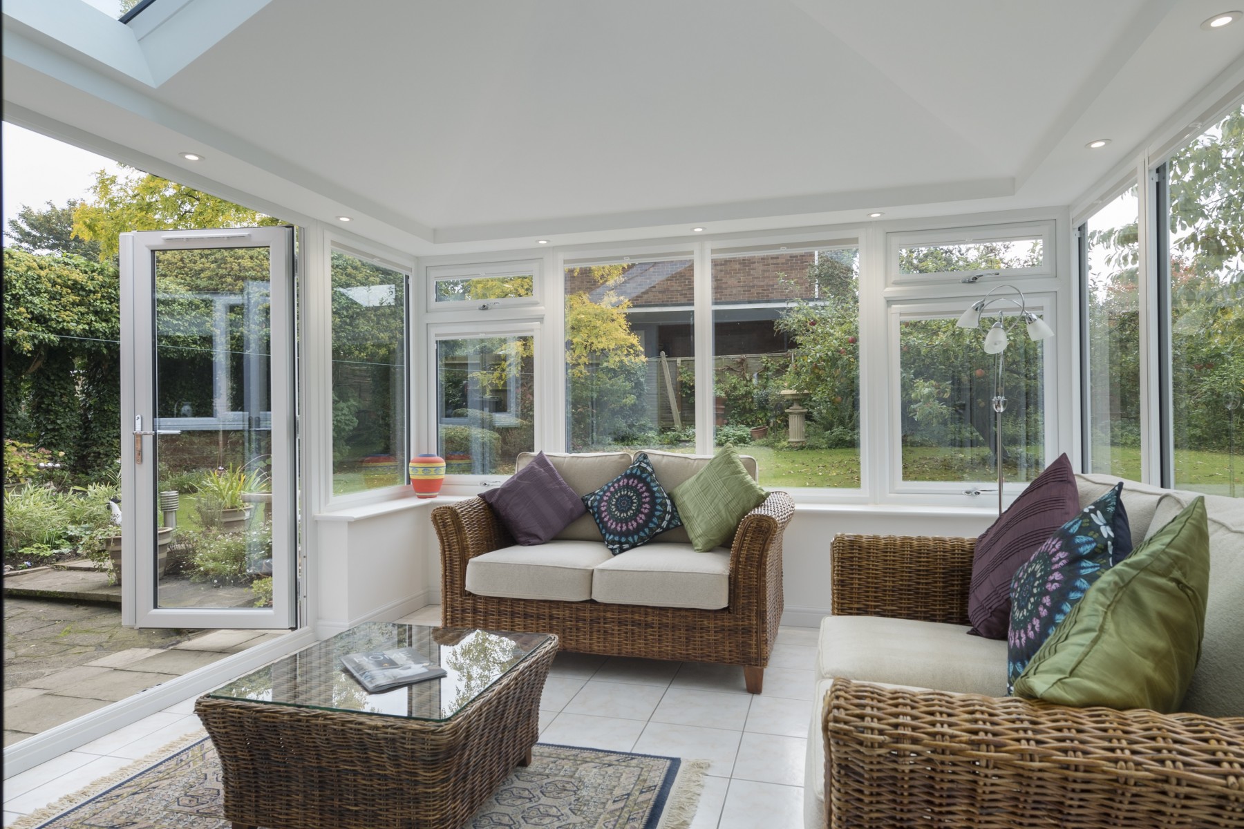 conservatory with open patio doors